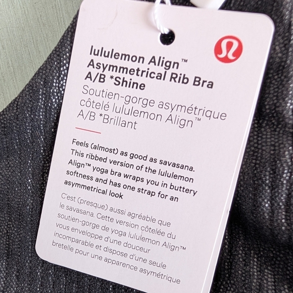 Lululemon Align Asym Rib Bra A/B Black Shine Size 8 Light Support Sports Bra - Picture 11 of 11